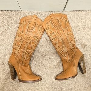 Daisy Women's Tan Heeled 'Cowboy' Boots Sz 6